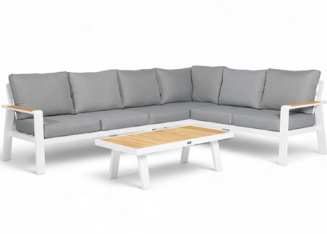 Belito Lotte hoekloungeset wit aluminium met grijze kussens