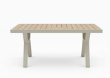 Belito Lotte diningtafel taupe, teakhouten blad, hoog, aanzicht 2