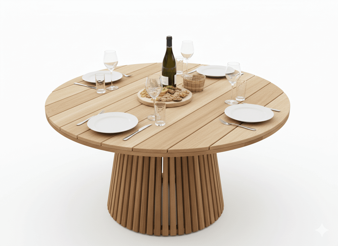 Apple Bee Condor/Belito Daan Tuinset | Ø 150 cm | 6-delig | Teak | Black