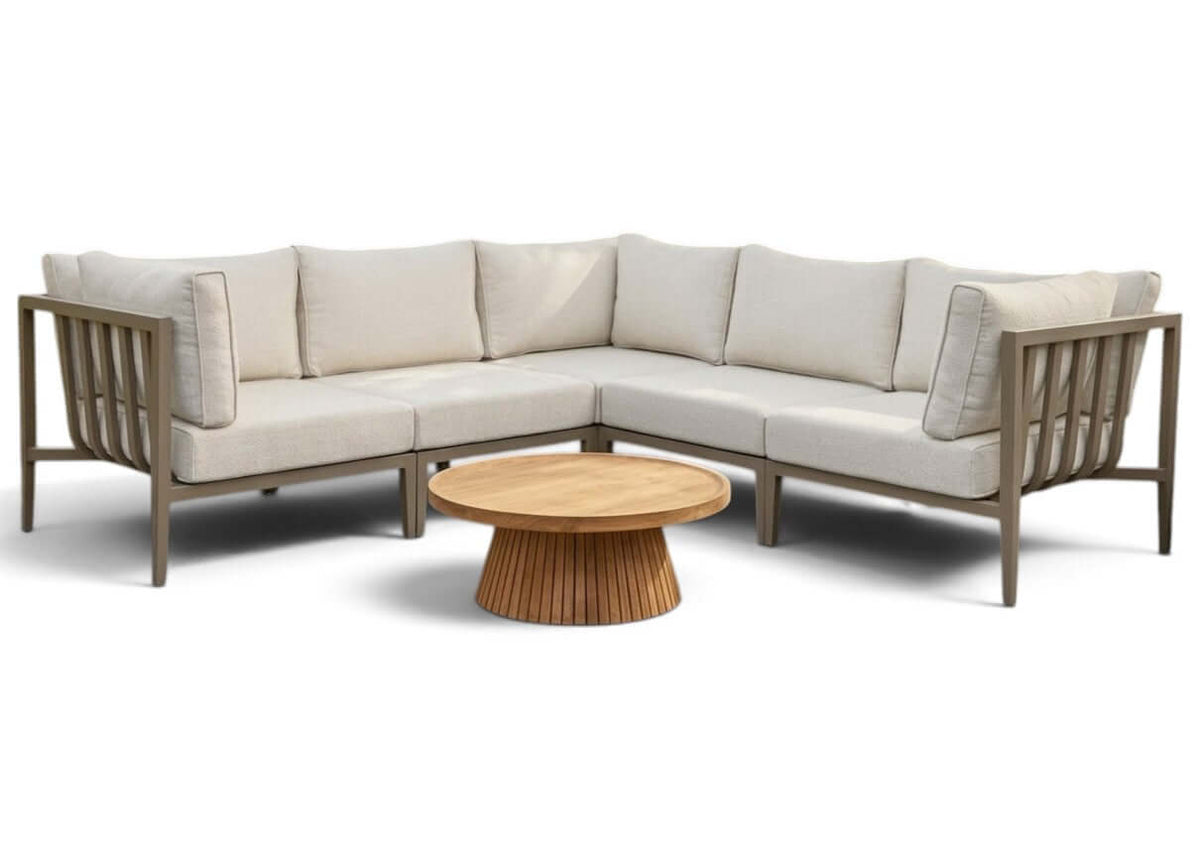 Belito Daan aluminium hoekloungeset Nr. 10 in Taupe met koffietafel