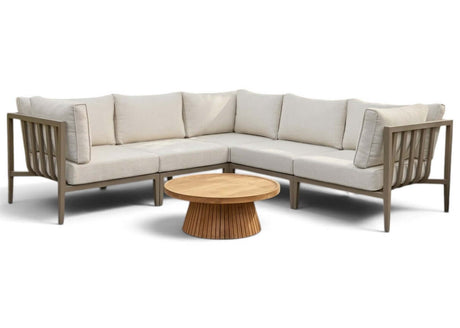 Belito Daan aluminium hoekloungeset Nr. 10 in Taupe met koffietafel