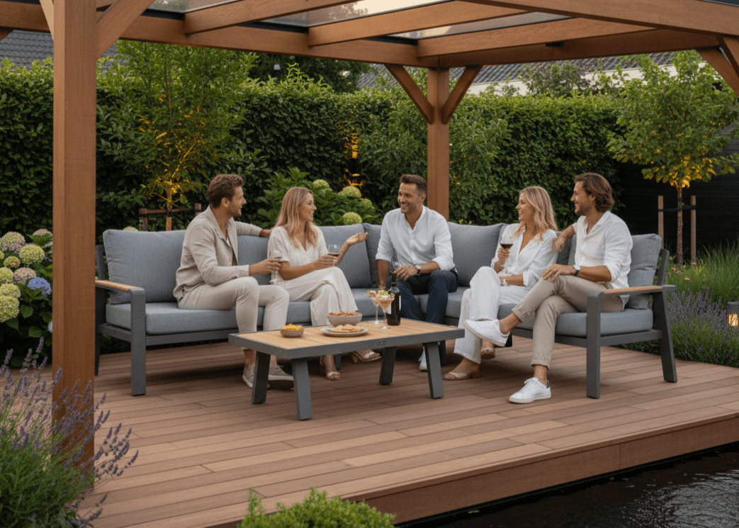 Aluminium-Lounge-Set-Ecksofa – Anthrazitfarbener Rahmen – 5-teilig – Belito Lotte