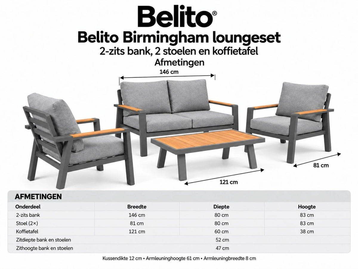 Aluminium-Stuhl-Sofa-Lounge-Set – Anthrazit – Belito Birmingham