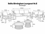 Belito Birmingham loungeset nr.8 taupe, afmetingen