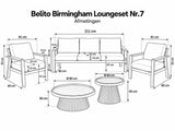 Belito Birmingham loungeset nr.7 taupe, afmetingen