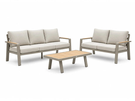 Aluminium-Stuhl-Sofa-Lounge-Set – 6–7 Personen – Gestell Taupe – Belito Birmingham