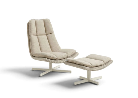 Apple Bee Cebu loungestoel en hocker Oyster set met Cotton Flower kussens