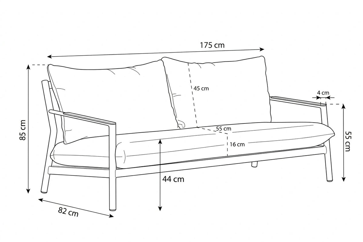 Belito Julia Lounge Sofa 175 cm | Taupe | Aluminium & Rope