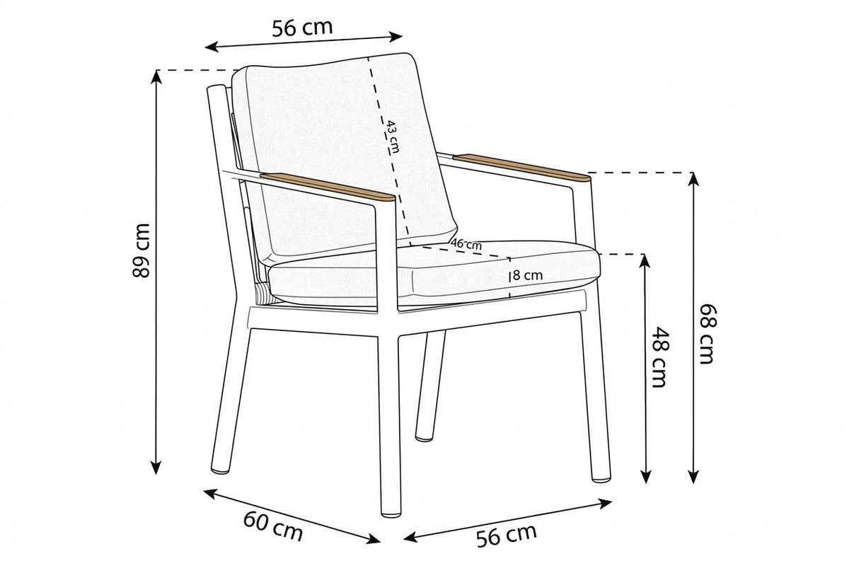 Belito Julia Dining Stoel | Taupe | Aluminium & Rope
