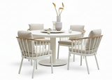 Apple Bee Condor Dining Tuinset 5-delig Oyster met Melville tafel Ø140cm en 4 Condor diningstoelen