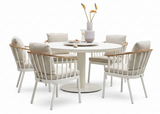 Apple Bee Condor Dining Tuinset Ø 140 cm | 6-delig | Oyster | 5 Stoelen