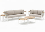 Apple Bee Condor loungeset 5-delig in modern design met teakhouten accenten en comfortabele kussens.