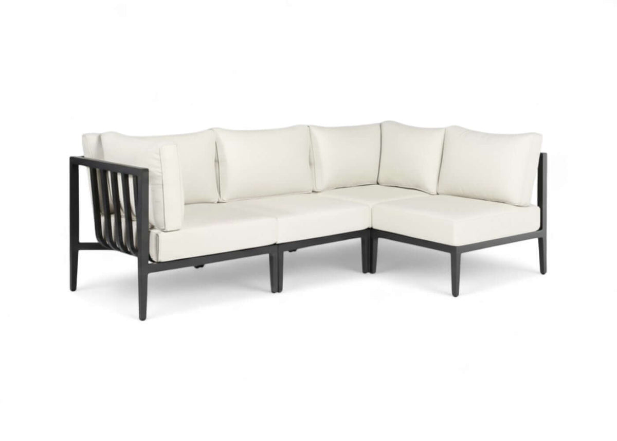 Belito Daan aluminium Chaise Longue Loungeset in Carbon Black, links lang, vrijstaand productbeeld