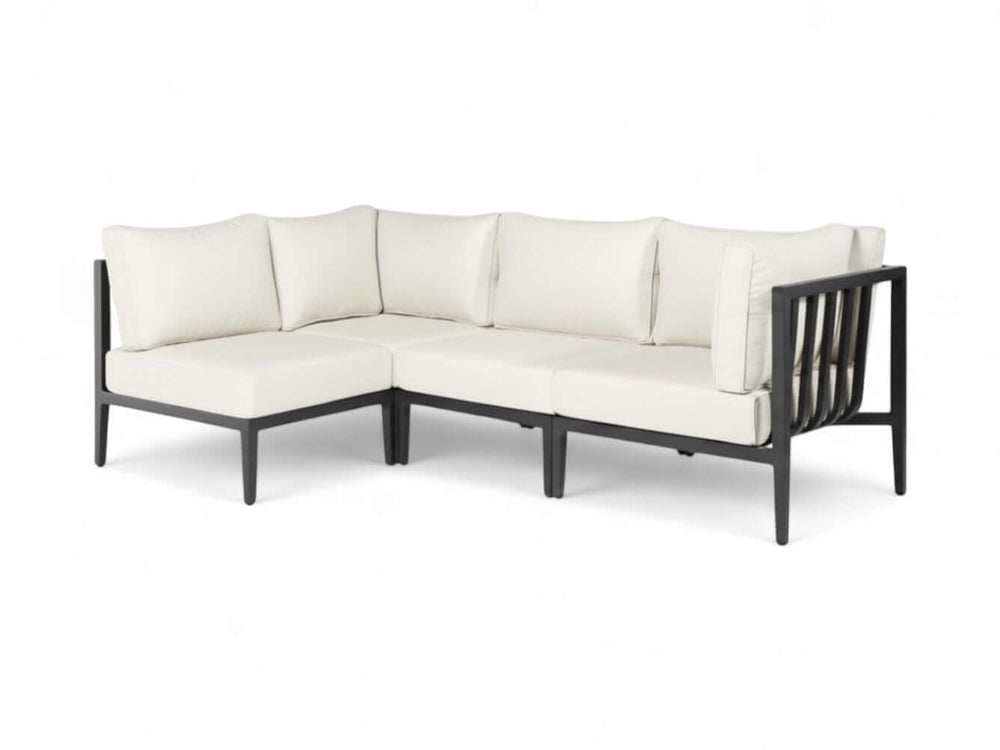 Belito Daan aluminium Chaise Longue Loungeset in Carbon Black, rechts lang, vrijstaand productbeeld