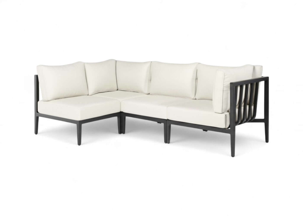 Belito Daan aluminium Chaise Longue Loungeset in Carbon Black, rechts lang, vrijstaand productbeeld