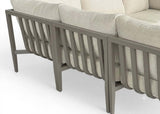Achterzijde van de Belito Daan aluminium loungeset in Taupe