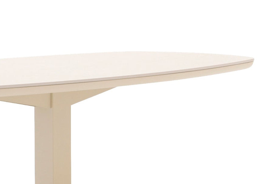 Detail van het Sintered Stone tafelblad in Oyster