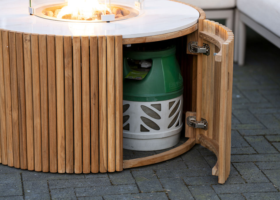 Easyfires Ibiza Fire Table 90 cm round – White - Ceramic - Including Glass Set