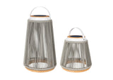 Rocca solar garden atmosphere lamp - aluminum - rope - light grey - set