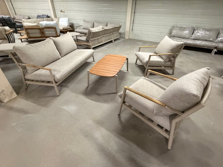 Belito Julia Stoel-Bank Loungeset 4-delig taupe aluminium, demomodel
