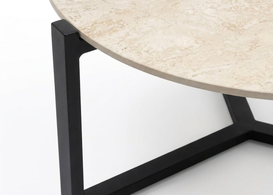 Apple Bee Monaco Lounge Koffietafel | Ø 75cm | Sintered Stone | Mat Zwart Aluminium
