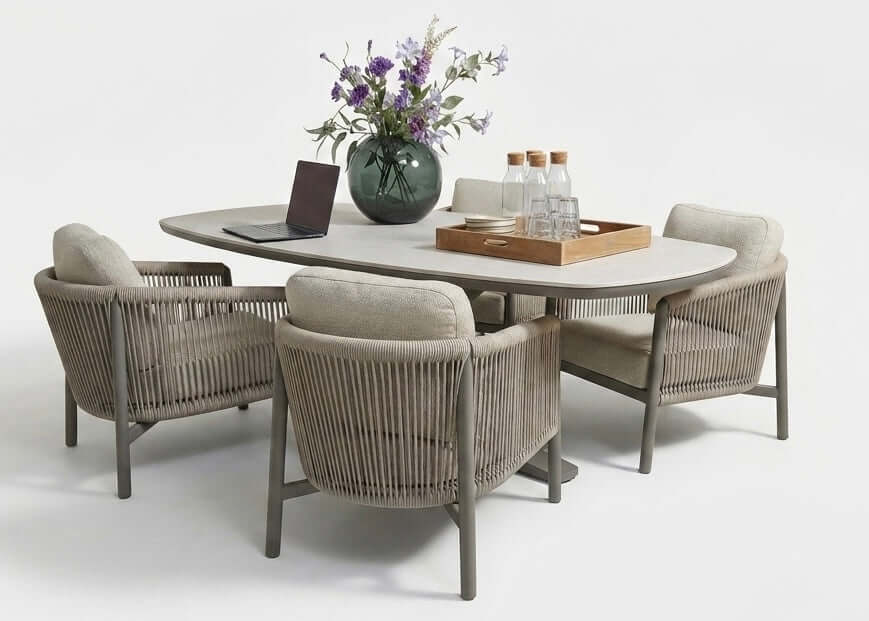 Apple Bee Bora Bora | Zanzibar Low Dining set | Sintered Stone 220cm | 5 Delig
