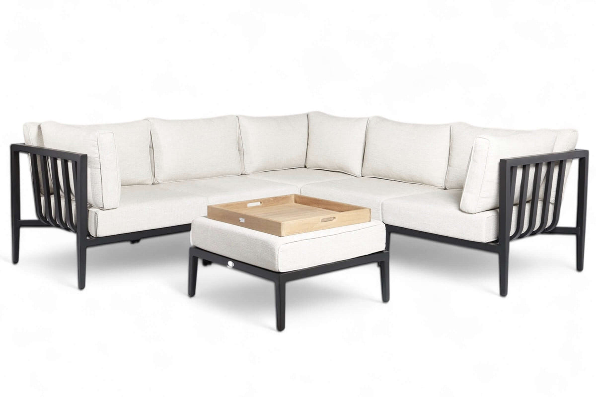 Belito Daan aluminium hoekloungeset Nr. 5 met ottoman en dienblad, productfoto