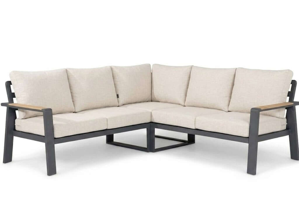 Belito Lotte Lounge Set Corner Sofa No. 3 | Anthracite Aluminum | 220 x 220 cm | 5-seater | Light-colored Cushions