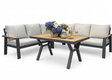 Belito Lotte Loungeset Hoekbank - Antraciet Frame - 5-delig - Aluminium Loungeset Hoekbank met hoge tafel en lichte kussens.