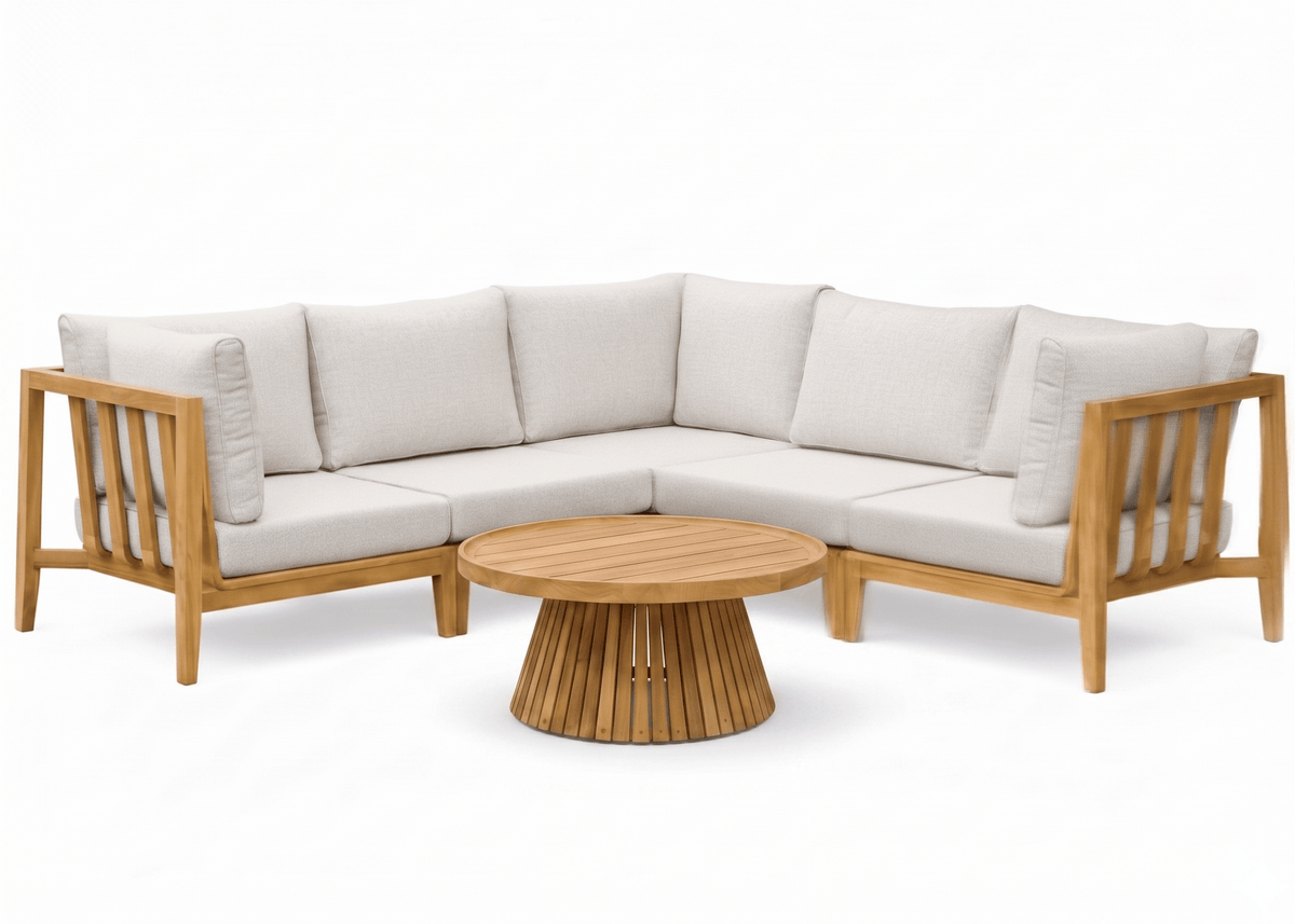 Belito Daan teakhouten hoekloungeset 245x245 cm met koffietafel