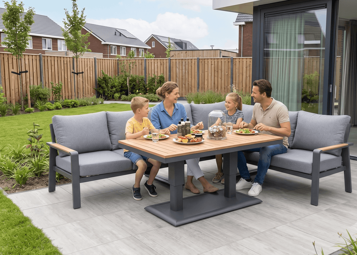 Aluminium-Lounge-Set-Ecksofa – Anthrazitfarbener Rahmen – 5-teilig – Belito Lotte