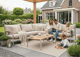 Belito Julia hoekbank taupe sfeerbeeld op terras