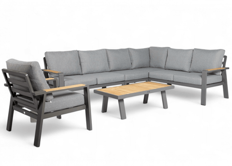 Hoek loungeset antraciet 6 personen 