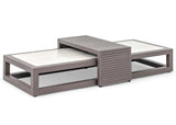 Apple Bee Santorini Coffee Table Set | Travertine & Taupe Aluminum