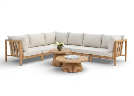 Belito Daan XL loungeset Nr. 1 rechts teakhout met koffietafel