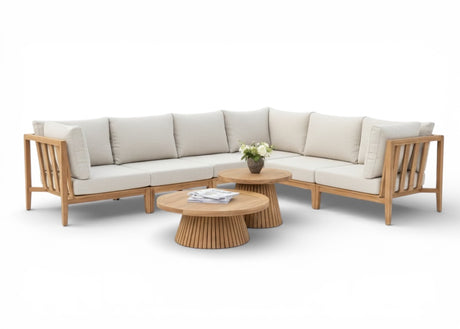 Belito Daan XL teakhouten hoekloungeset 320x245 cm met koffietafels