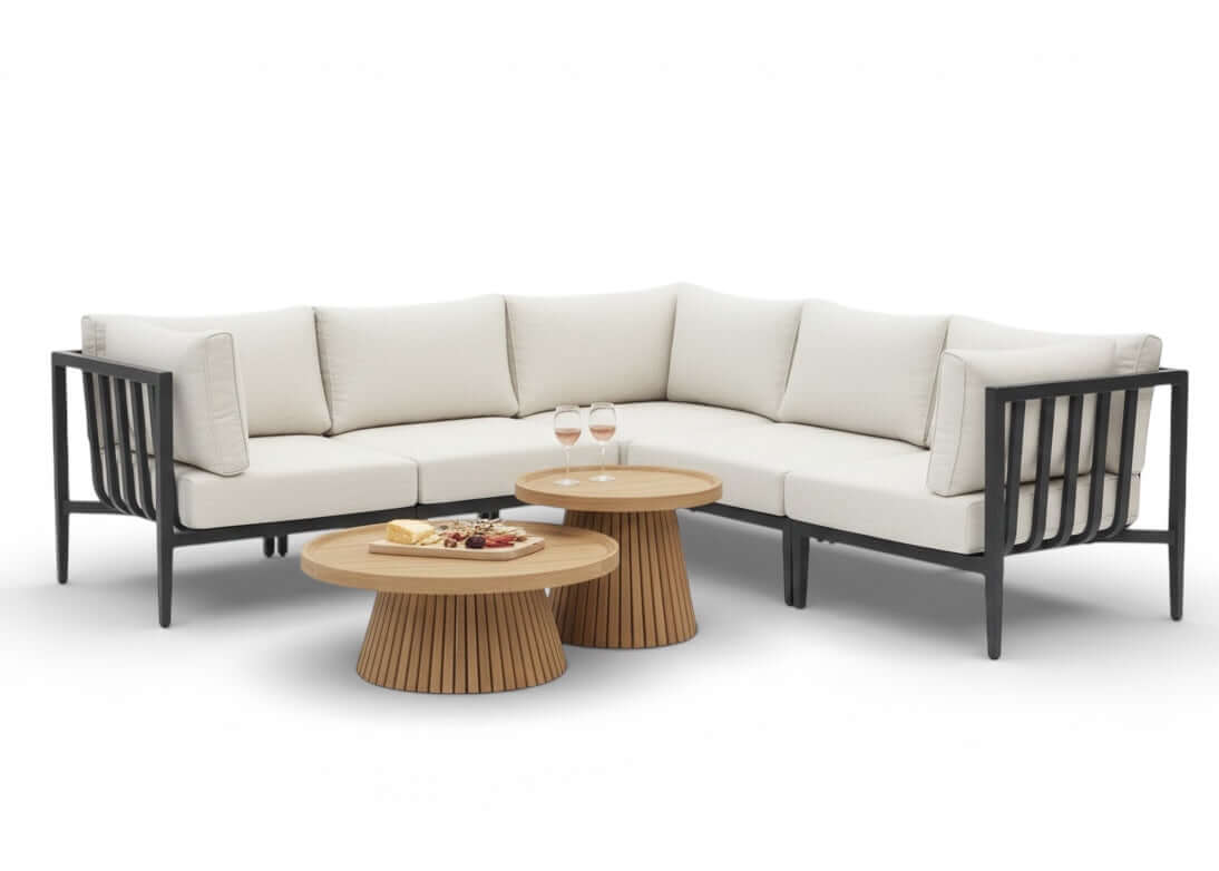 Belito Daan aluminium hoekloungeset Nr. 10 met teakhouten tafelset, productfoto