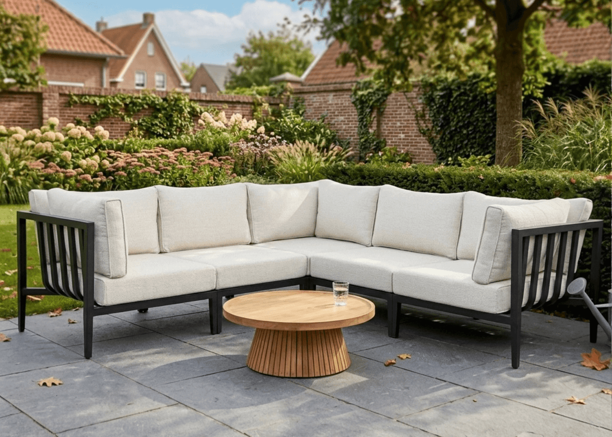 Belito Daan aluminium hoekloungeset in Carbon Black met All-Weather kussens, foto 2