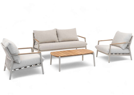 Belito Julia Stoel-Bank Loungeset 4-delig taupe aluminium met rope-afwerking