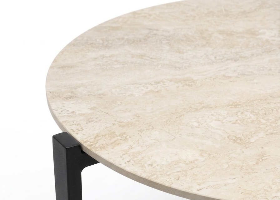Apple Bee Monaco Lounge Koffietafel | Ø 75cm | Sintered Stone | Mat Zwart Aluminium