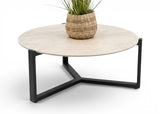 Apple Bee Monaco Lounge Koffietafel | Ø 75cm | Sintered Stone | Mat Zwart Aluminium