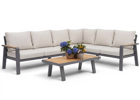 Aluminium-Lounge-Set-Ecksofa – Anthrazitfarbener Rahmen – 5-teilig – Belito Lotte