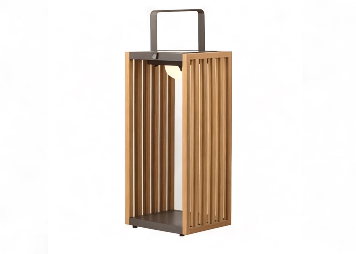 Ciro sfeerlamp tuin solar - aluminium + teakhout - set