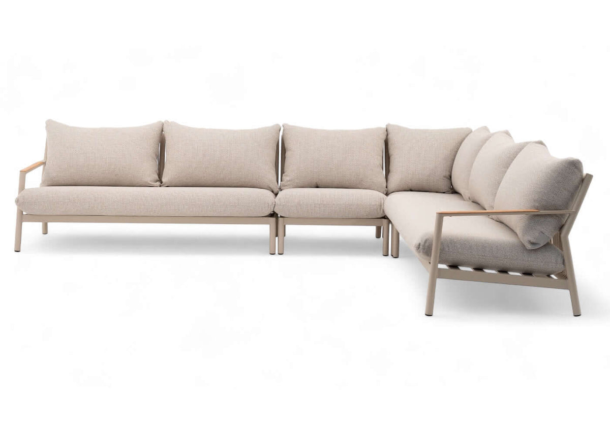 Belito Julia hoekbank taupe aluminium met rope-afwerking, hoekopstelling