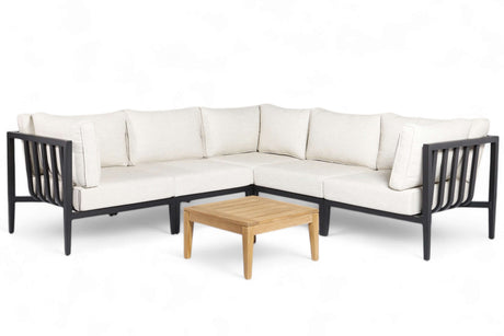 Belito Daan aluminium hoekloungeset Nr. 10 met vierkante teaktafel, productfoto