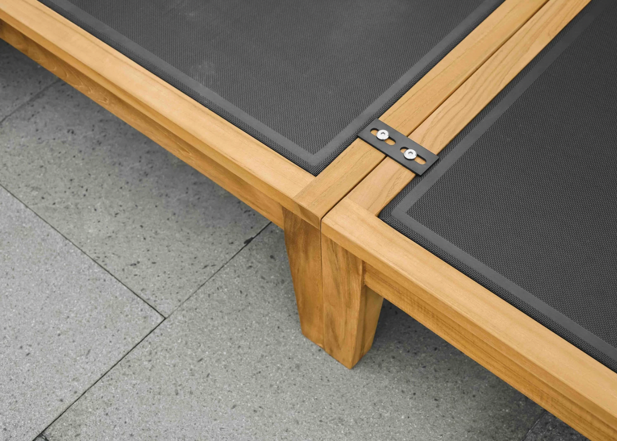 Belito Daan stoel-bank loungeset teakhout houtdetail