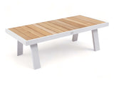 Belito Koffietafel 121 x 60 cm wit aluminium met teakhouten blad