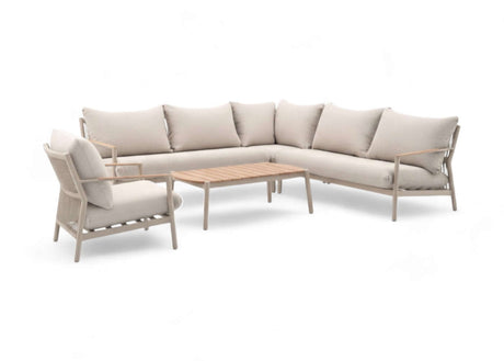 Aluminium-Stuhl-Sofa-Lounge-Set – 5 Personen – Gestell Taupe – Belito Julia 