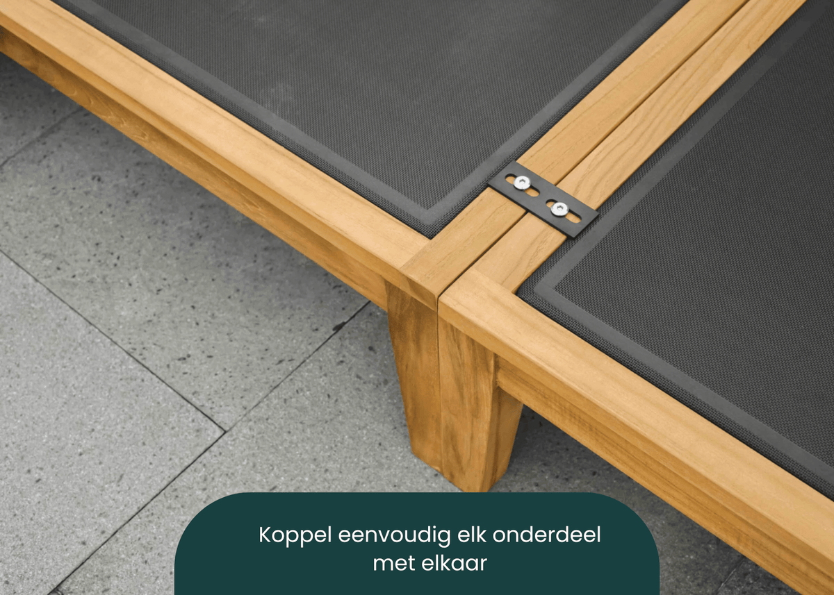 Belito Daan XL teak loungeset met vierkante teaktafel