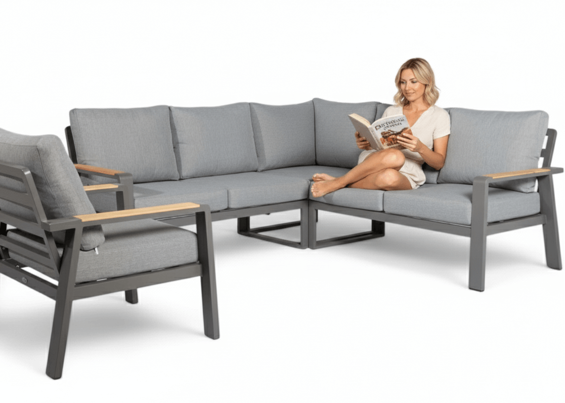 Aluminium-Lounge-Set-Ecksofa – Anthrazitfarbener Rahmen – 6 Personen – Belito Lotte